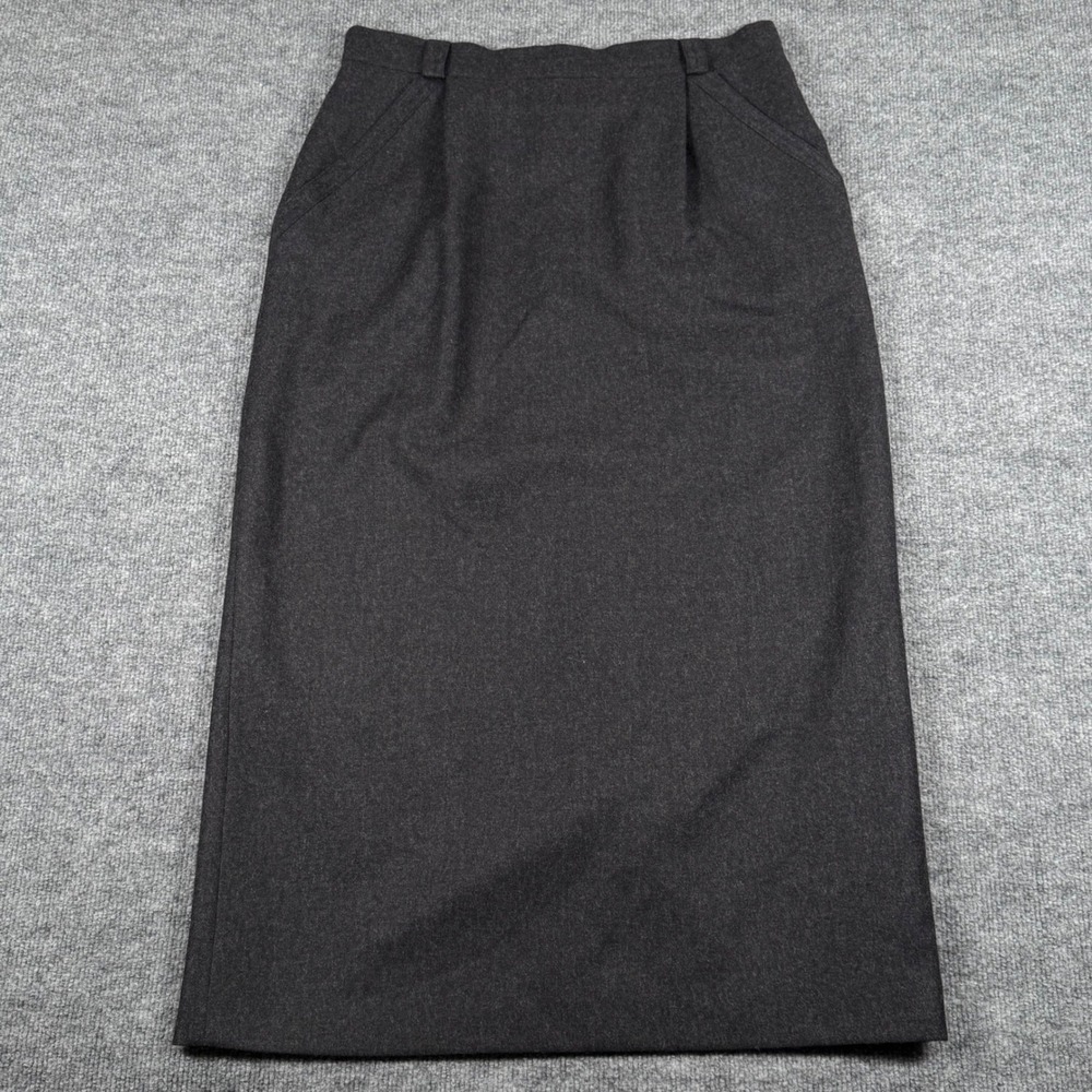 Alfred Sung Sport Pure Virgin Wool Pencil Skirt 14 Long Midi Slit Career‎ Office